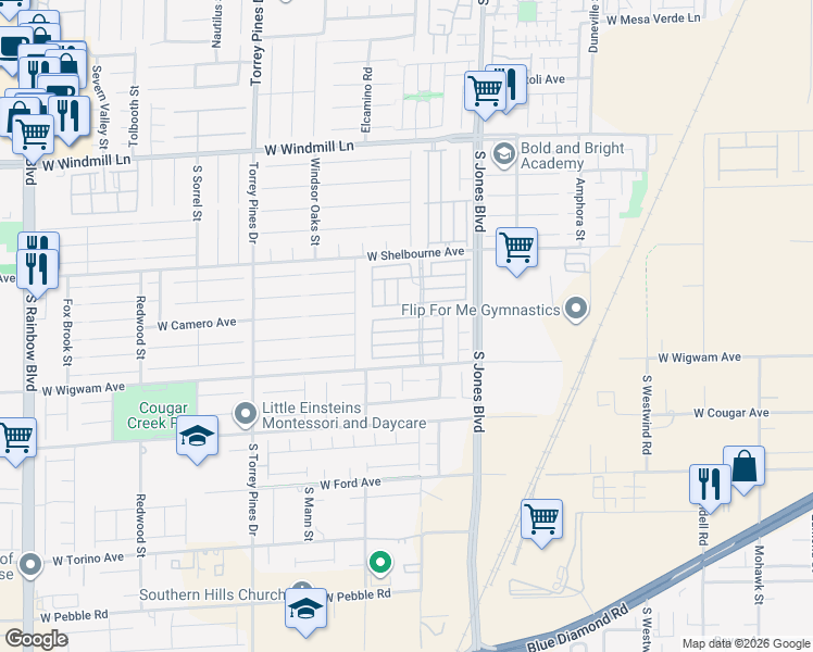 map of restaurants, bars, coffee shops, grocery stores, and more near 6234 Hopeful Light Avenue in Las Vegas