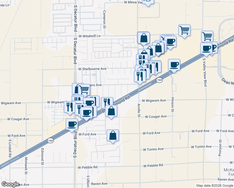 map of restaurants, bars, coffee shops, grocery stores, and more near 8448 Cambria Cellars Court in Las Vegas