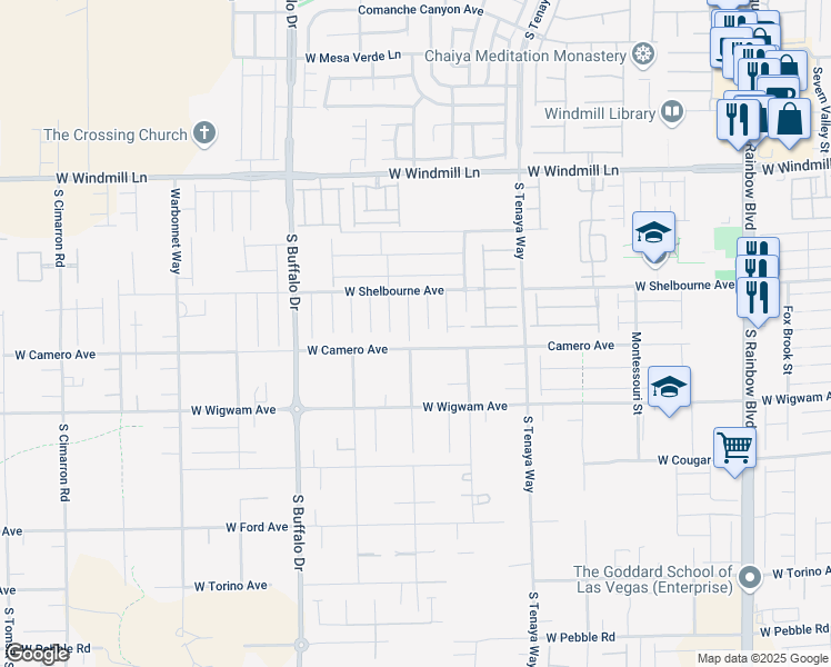 map of restaurants, bars, coffee shops, grocery stores, and more near 8374 South Pioneer Way in Las Vegas