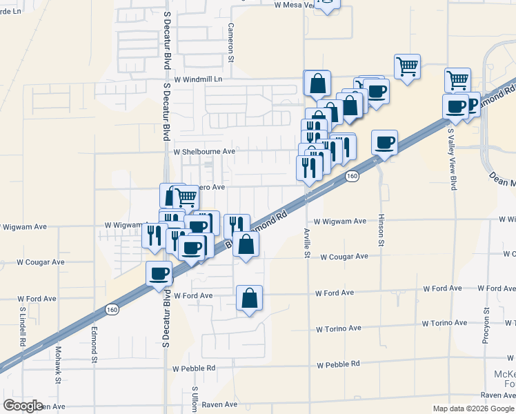 map of restaurants, bars, coffee shops, grocery stores, and more near 8448 Cambria Cellars Court in Las Vegas