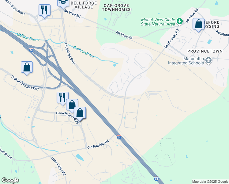 map of restaurants, bars, coffee shops, grocery stores, and more near 5825 Crossings Boulevard in Nashville