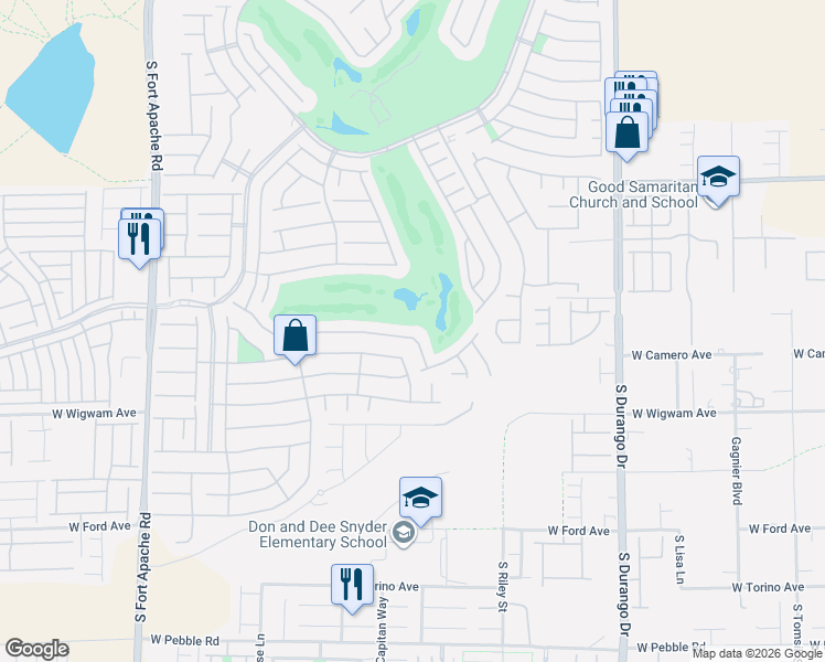 map of restaurants, bars, coffee shops, grocery stores, and more near 32 Crooked Putter Drive in Las Vegas