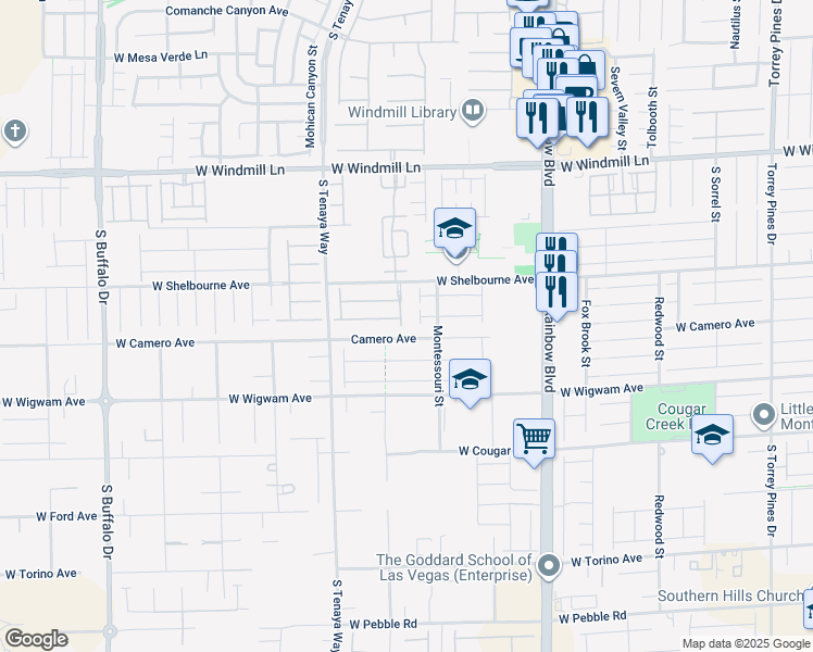 map of restaurants, bars, coffee shops, grocery stores, and more near 8394 Mountain Village Street in Las Vegas