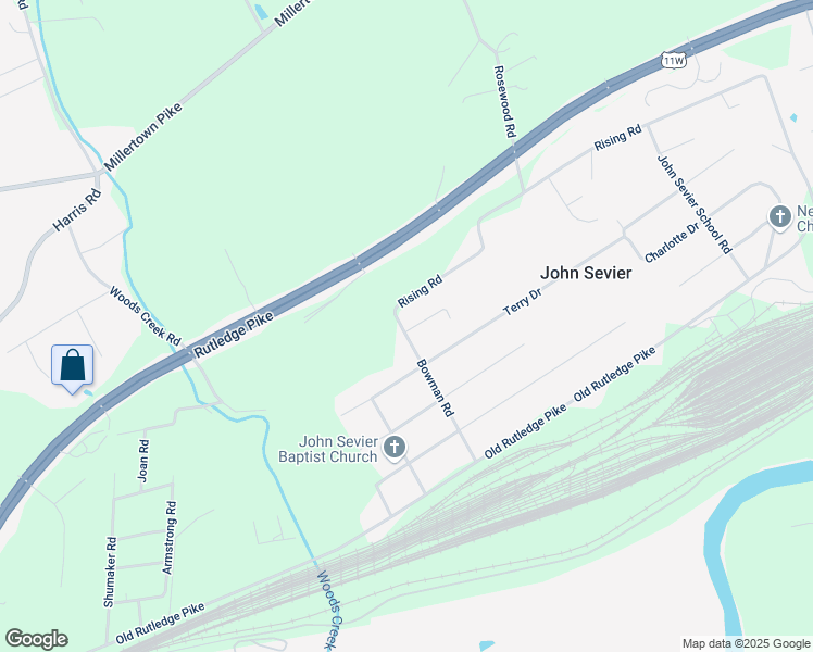 map of restaurants, bars, coffee shops, grocery stores, and more near 1700 Bowman Road in Knoxville