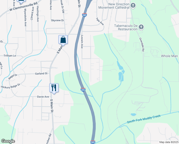 map of restaurants, bars, coffee shops, grocery stores, and more near 4138 Macarthur Road in Winston-Salem