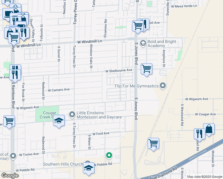 map of restaurants, bars, coffee shops, grocery stores, and more near 6265 Winston Falls Avenue in Las Vegas