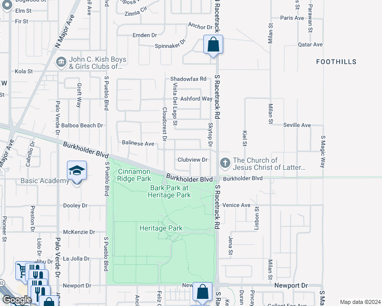 map of restaurants, bars, coffee shops, grocery stores, and more near 923 Highland Trails Avenue in Henderson