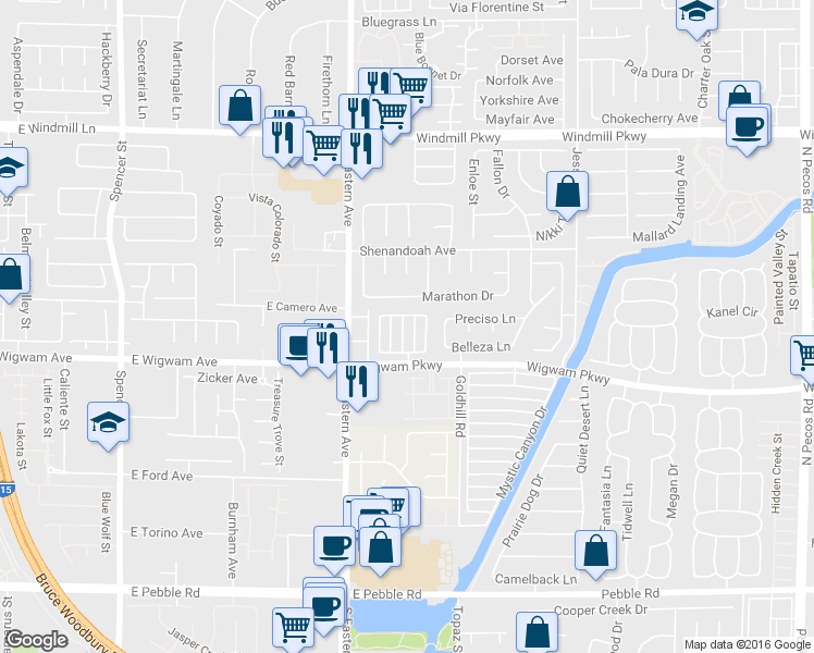 map of restaurants, bars, coffee shops, grocery stores, and more near 112 Gooseberry Lane in Henderson