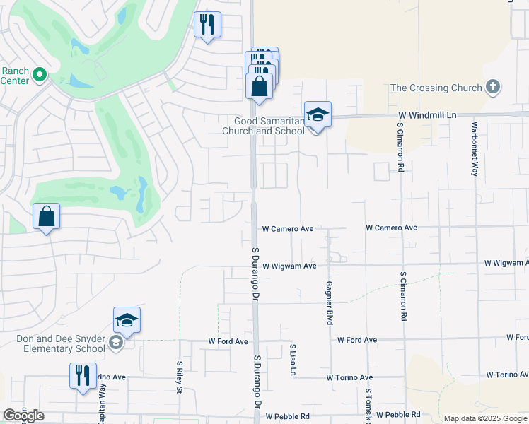 map of restaurants, bars, coffee shops, grocery stores, and more near 8350 South Durango Drive in Las Vegas
