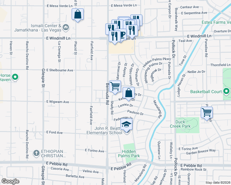 map of restaurants, bars, coffee shops, grocery stores, and more near 422 Macbrey Drive in Las Vegas