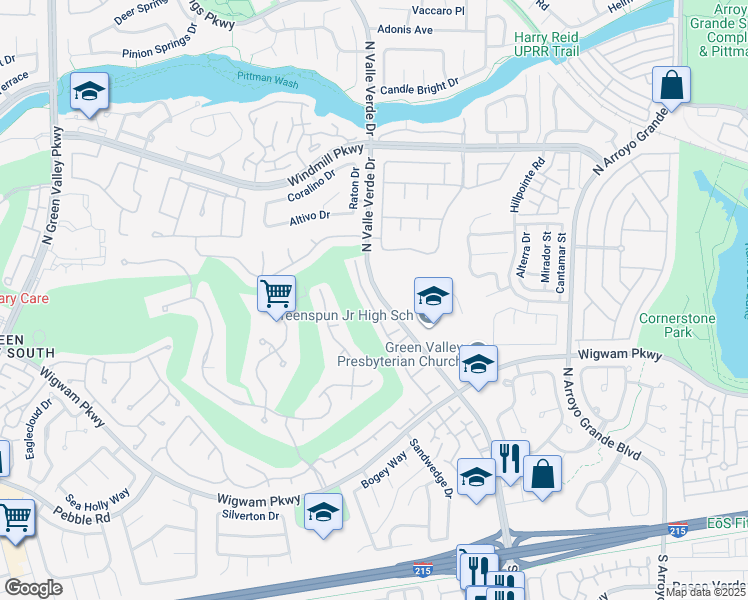 map of restaurants, bars, coffee shops, grocery stores, and more near 116 Broken Rock Drive in Henderson