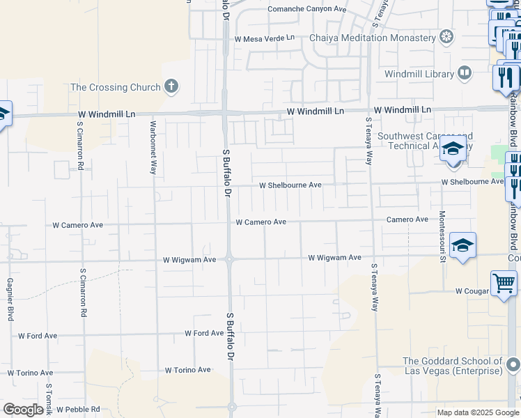 map of restaurants, bars, coffee shops, grocery stores, and more near 8371 Cozumel Creek Court in Las Vegas