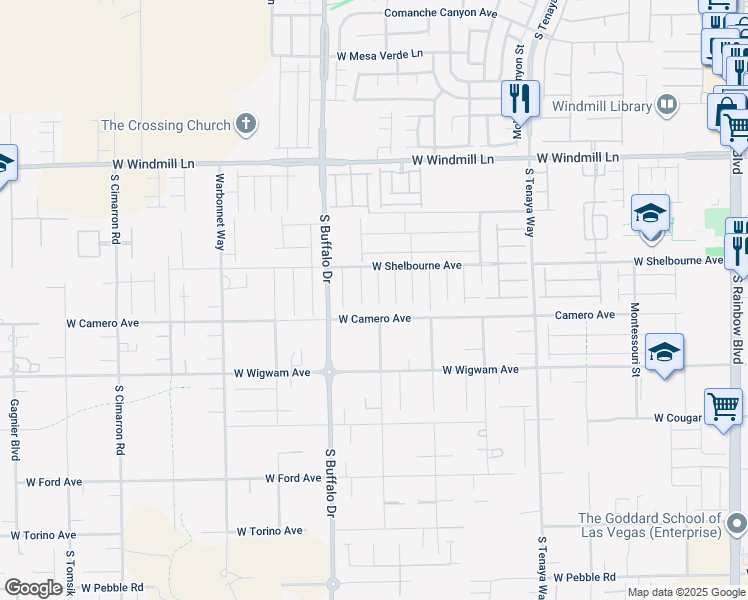 map of restaurants, bars, coffee shops, grocery stores, and more near 8371 Cozumel Creek Court in Las Vegas