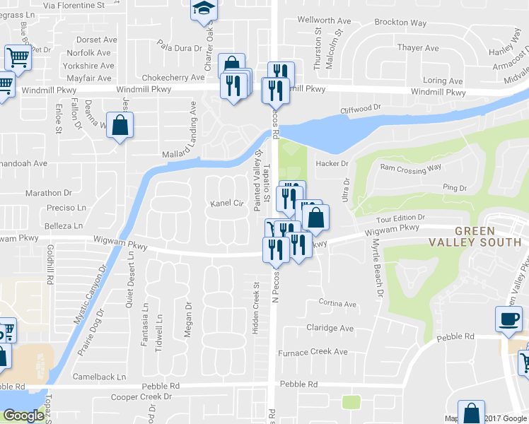 map of restaurants, bars, coffee shops, grocery stores, and more near 115 Tapatio Street in Henderson
