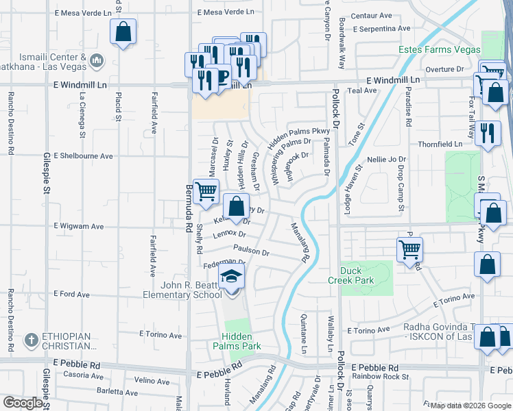 map of restaurants, bars, coffee shops, grocery stores, and more near 561 Macbrey Drive in Las Vegas