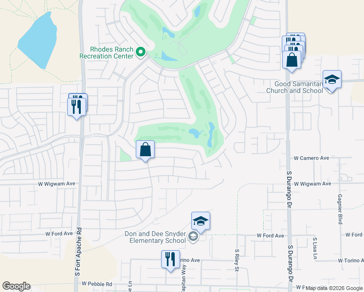 map of restaurants, bars, coffee shops, grocery stores, and more near 69 Crooked Putter Drive in Las Vegas
