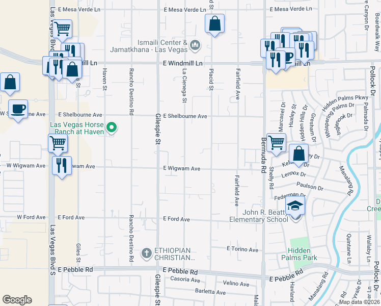 map of restaurants, bars, coffee shops, grocery stores, and more near 8440 La Cienega Street in Las Vegas