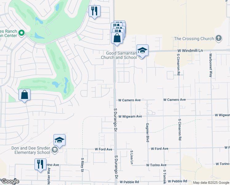 map of restaurants, bars, coffee shops, grocery stores, and more near 8350 South Durango Drive in Las Vegas