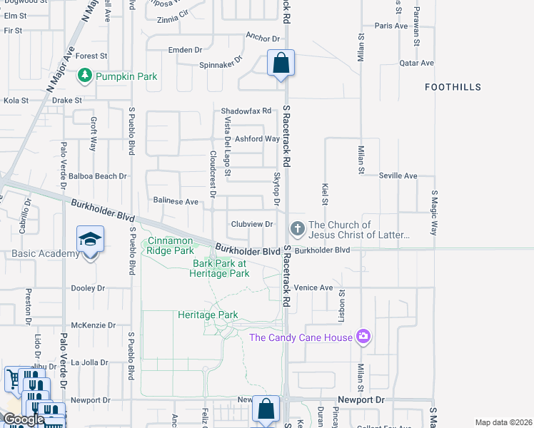 map of restaurants, bars, coffee shops, grocery stores, and more near 932 Clubview Drive in Henderson