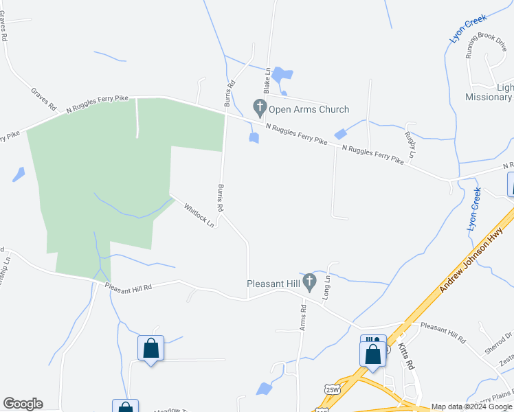 map of restaurants, bars, coffee shops, grocery stores, and more near 502 Burris Road in Knoxville