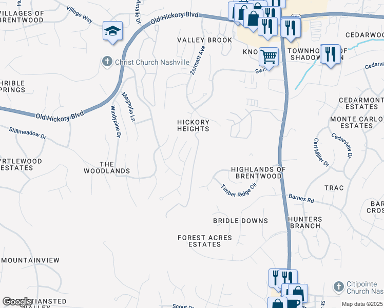 map of restaurants, bars, coffee shops, grocery stores, and more near 1736 Boxwood Drive in Nashville