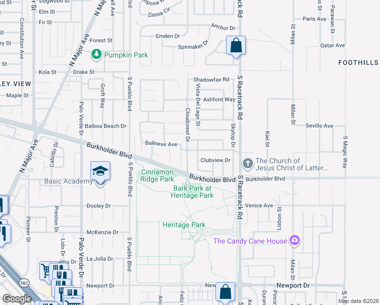 map of restaurants, bars, coffee shops, grocery stores, and more near 158 Cloudcrest Drive in Henderson