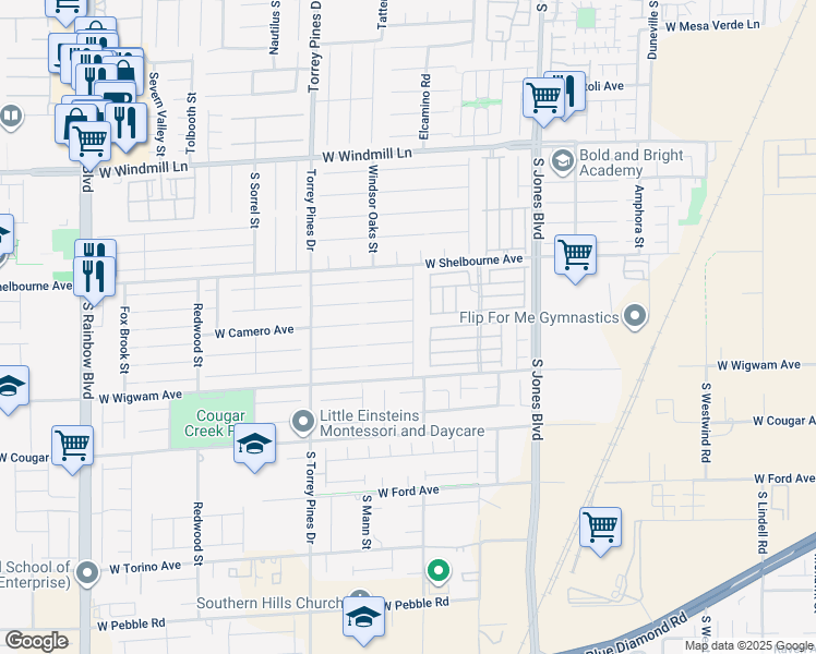 map of restaurants, bars, coffee shops, grocery stores, and more near 6313 Stag Hollow Court in Las Vegas