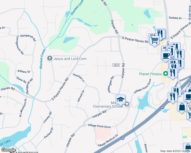 map of restaurants, bars, coffee shops, grocery stores, and more near 3094 Forest Line Drive in Clemmons