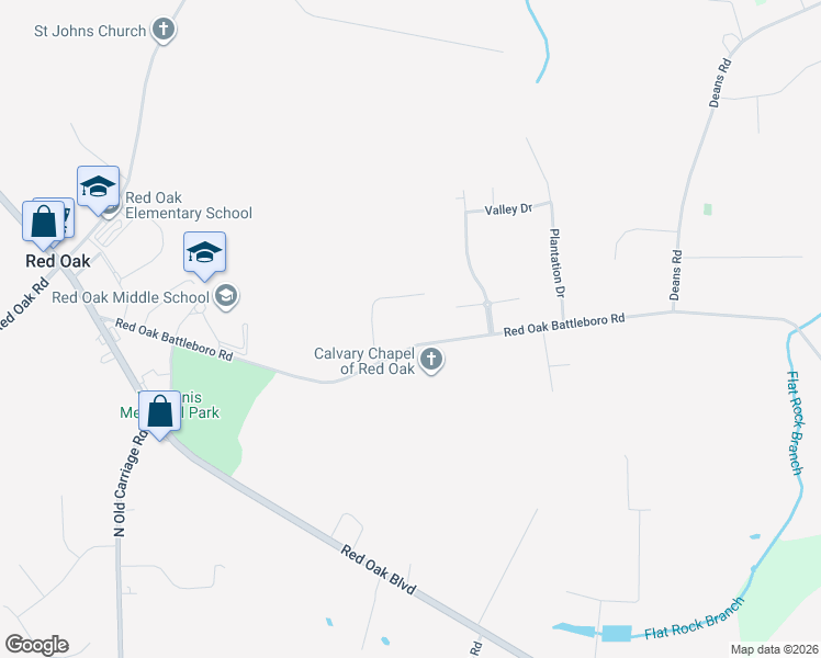 map of restaurants, bars, coffee shops, grocery stores, and more near 3772 Red Oak Battleboro Rd in Battleboro