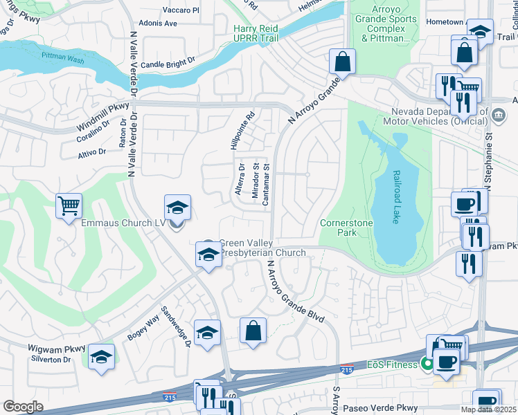 map of restaurants, bars, coffee shops, grocery stores, and more near 143 Alterra Drive in Henderson