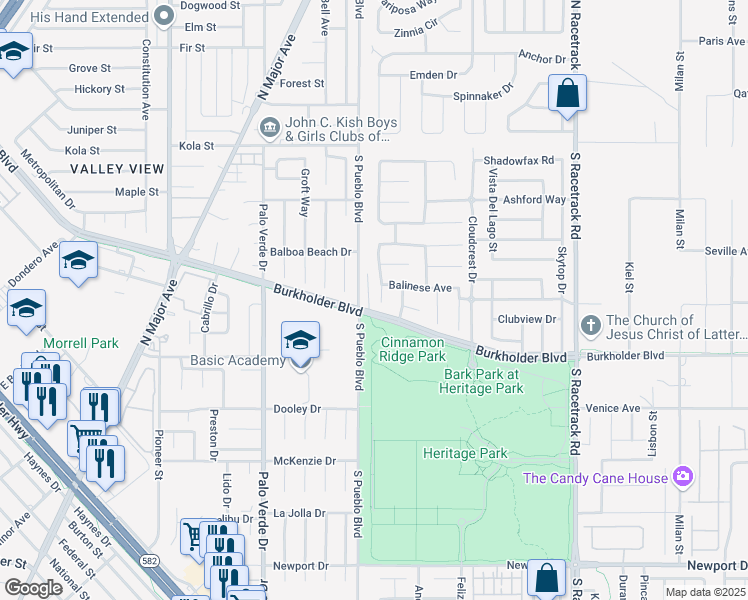 map of restaurants, bars, coffee shops, grocery stores, and more near 251 Palmarosa Street in Henderson