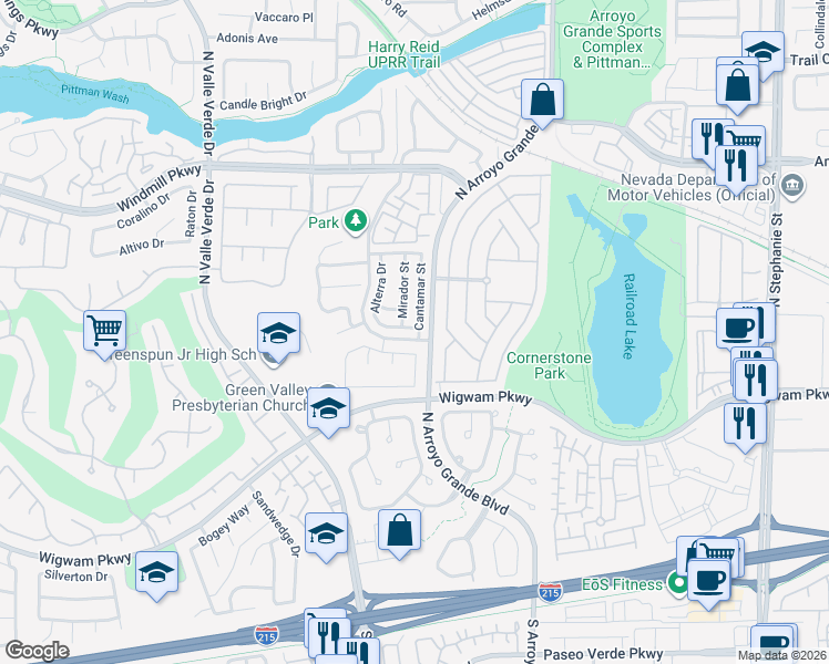 map of restaurants, bars, coffee shops, grocery stores, and more near 1704 Blanchard Drive in Henderson