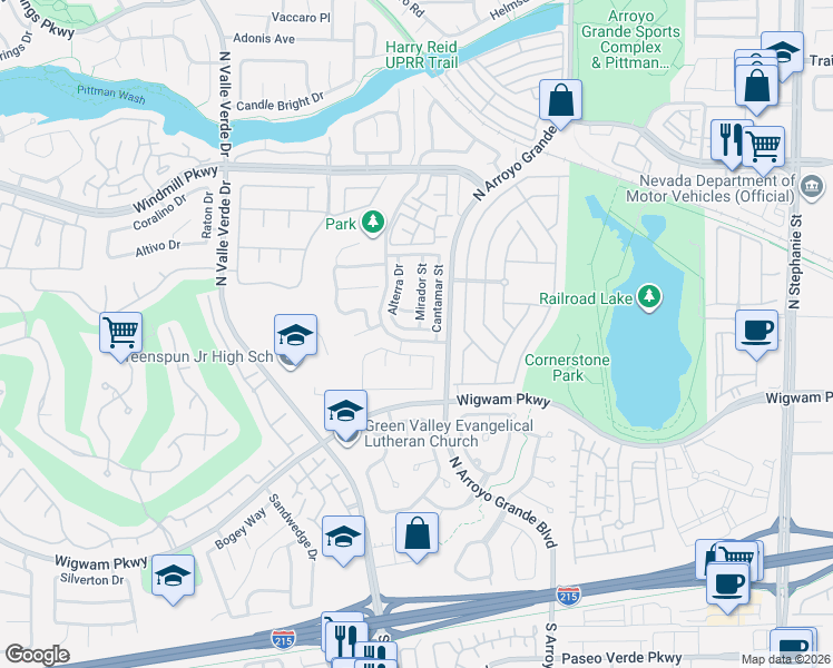 map of restaurants, bars, coffee shops, grocery stores, and more near 1724 Blanchard Drive in Henderson