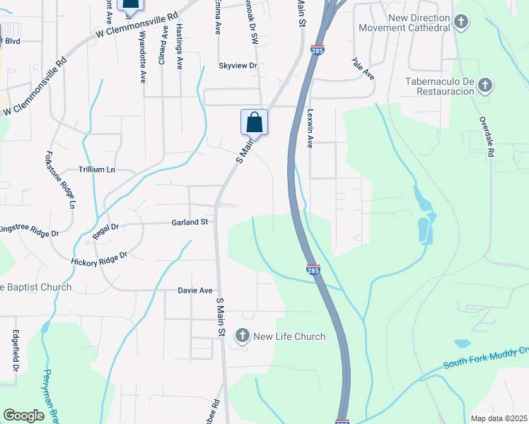 map of restaurants, bars, coffee shops, grocery stores, and more near 198 Southview Drive in Winston-Salem