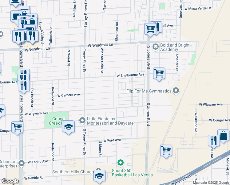 map of restaurants, bars, coffee shops, grocery stores, and more near 8404 Langhorne Creek Street in Las Vegas