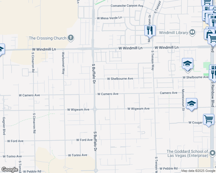 map of restaurants, bars, coffee shops, grocery stores, and more near 8355 Cozumel Creek Court in Las Vegas