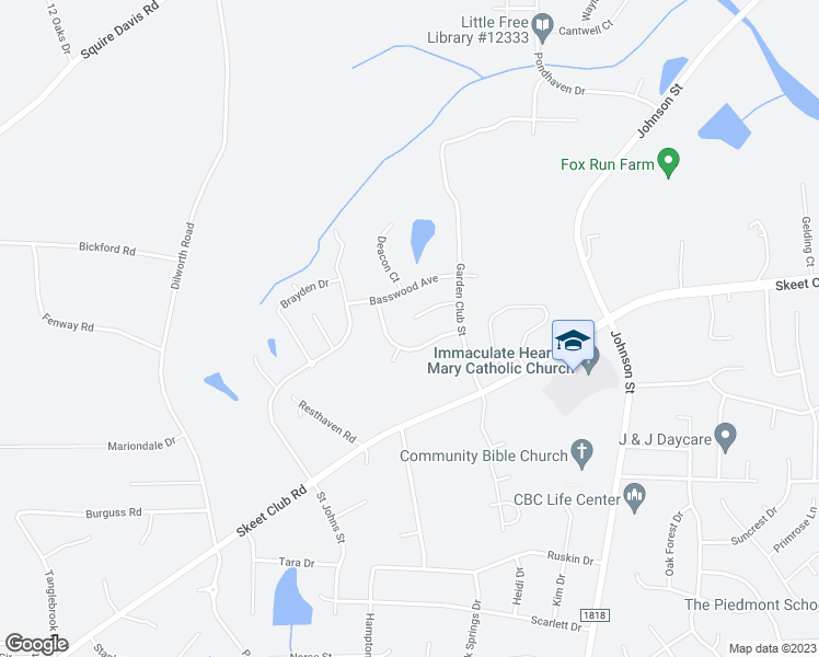 map of restaurants, bars, coffee shops, grocery stores, and more near 1000 Flintwood Court in High Point