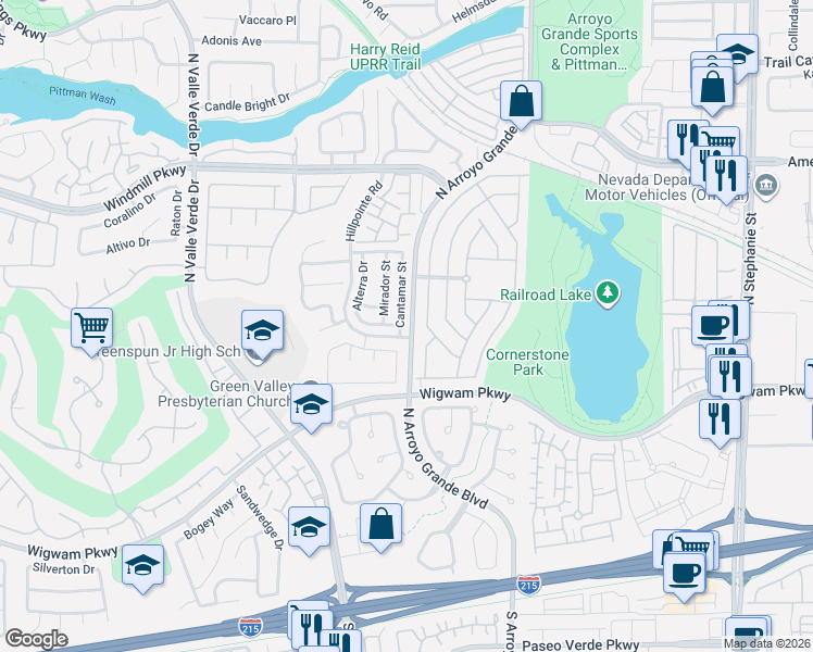 map of restaurants, bars, coffee shops, grocery stores, and more near 1704 Blanchard Drive in Henderson
