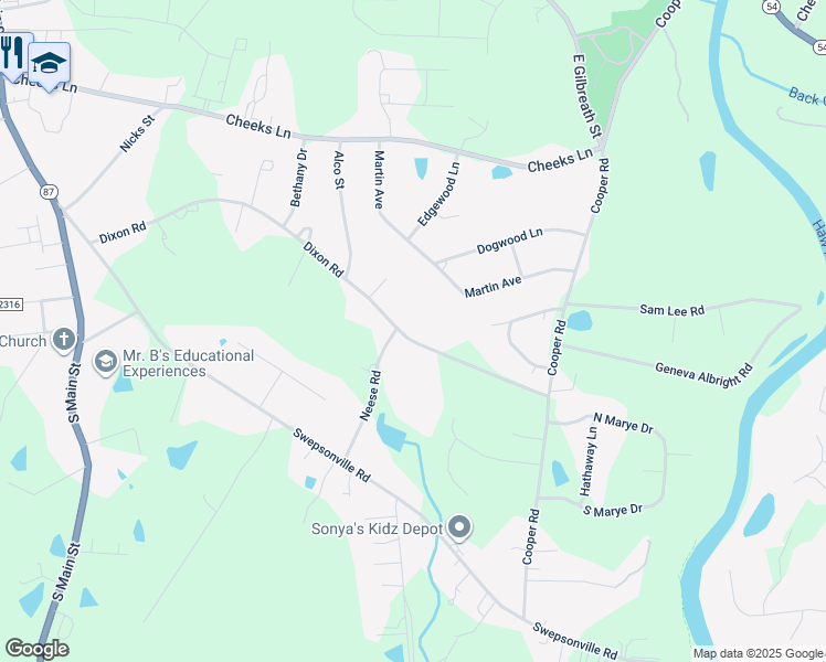 map of restaurants, bars, coffee shops, grocery stores, and more near 514 Dixon Road in Graham