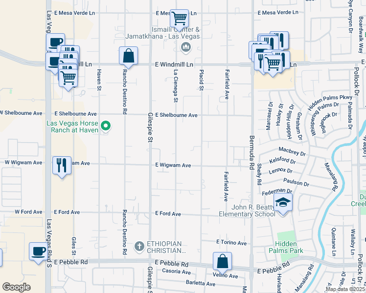 map of restaurants, bars, coffee shops, grocery stores, and more near 8440 La Cienega Street in Las Vegas