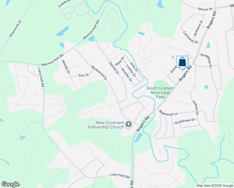 map of restaurants, bars, coffee shops, grocery stores, and more near 610 Rockwood Drive in Graham