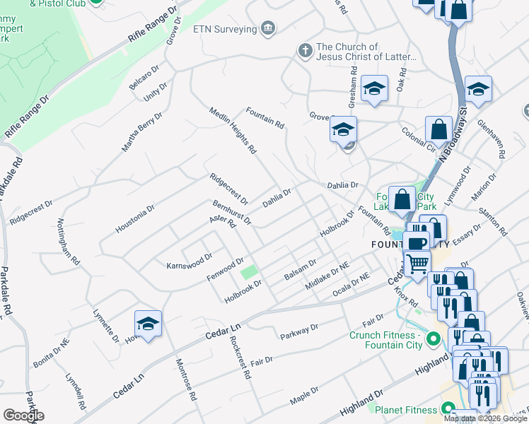 map of restaurants, bars, coffee shops, grocery stores, and more near 328 Dahlia Drive in Knoxville