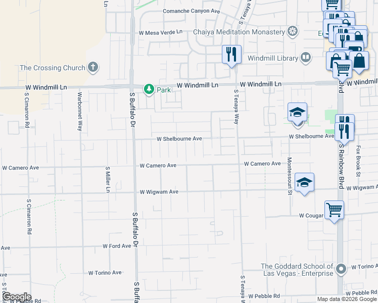 map of restaurants, bars, coffee shops, grocery stores, and more near 8374 Belize Creek Court in Las Vegas