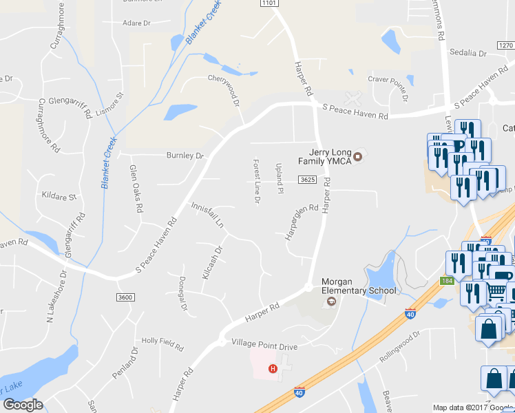 map of restaurants, bars, coffee shops, grocery stores, and more near 3094 Forest Line Drive in Clemmons