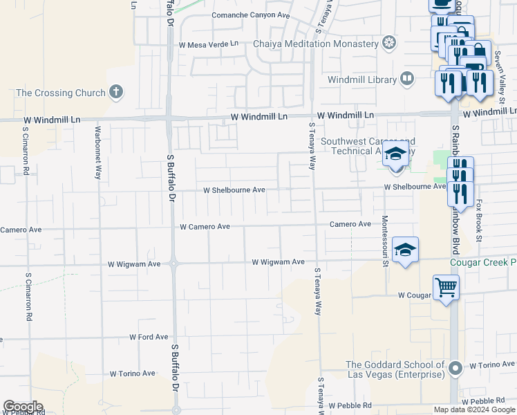 map of restaurants, bars, coffee shops, grocery stores, and more near 8348 Stillhouse Court in Las Vegas