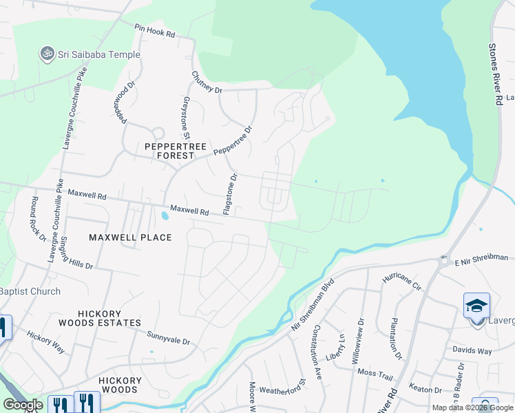 map of restaurants, bars, coffee shops, grocery stores, and more near 4340 Maxwell Road in Nashville