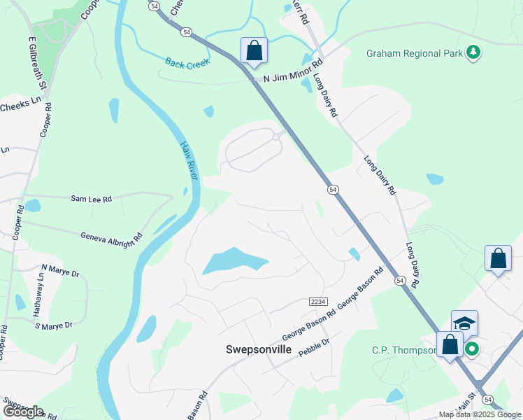 map of restaurants, bars, coffee shops, grocery stores, and more near 1958 Malvina Court in Graham