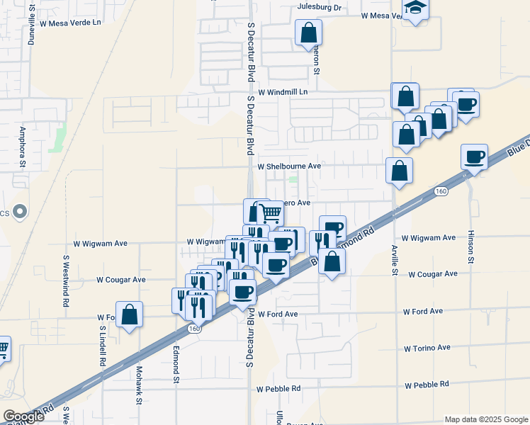 map of restaurants, bars, coffee shops, grocery stores, and more near 8428 Summers Ranch Court in Las Vegas