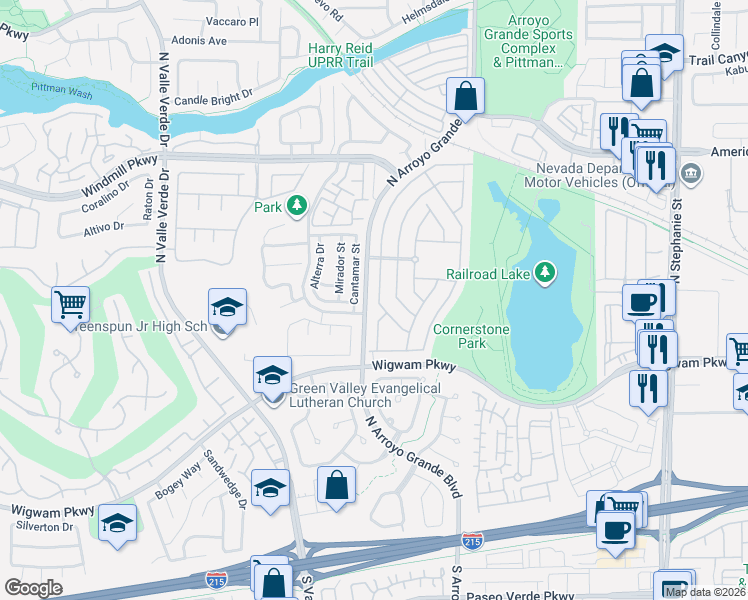map of restaurants, bars, coffee shops, grocery stores, and more near 121 Codyerin Drive in Henderson
