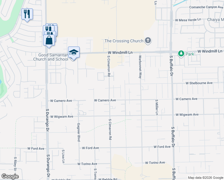 map of restaurants, bars, coffee shops, grocery stores, and more near 8386 Mojave Creek Court in Las Vegas